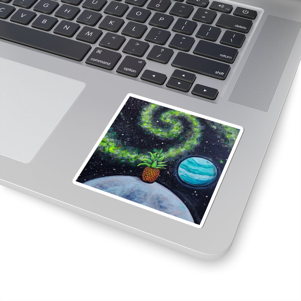 Pineapple Planet Sticker — Spacey Tropical Laptop Kiss-Cut Sticker