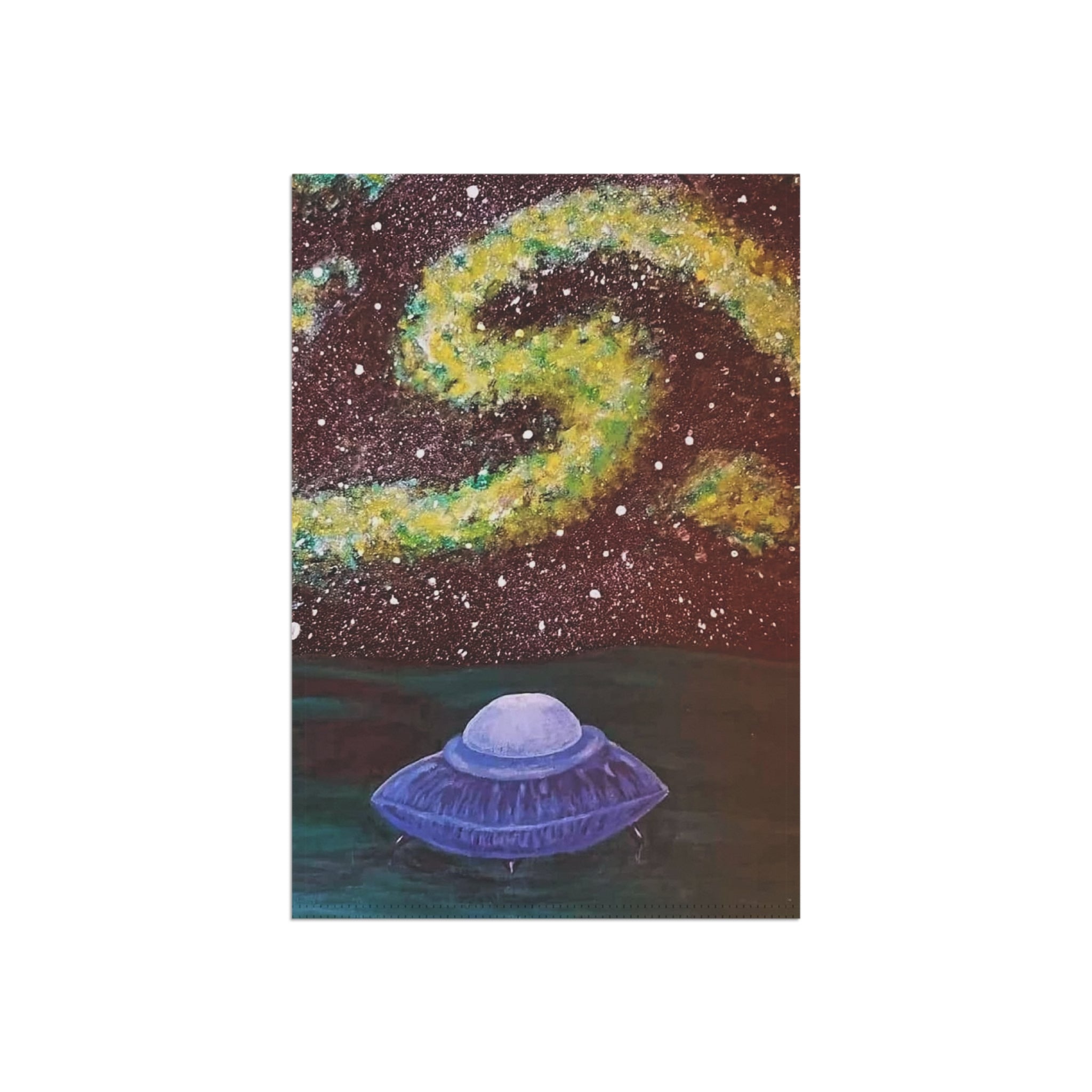 Cosmic Garden Banner with UFO Art | Whimsical Garden Decor, Yard Flag, Outdoor Decor, Alien Theme Ornament, Space Lover Gift