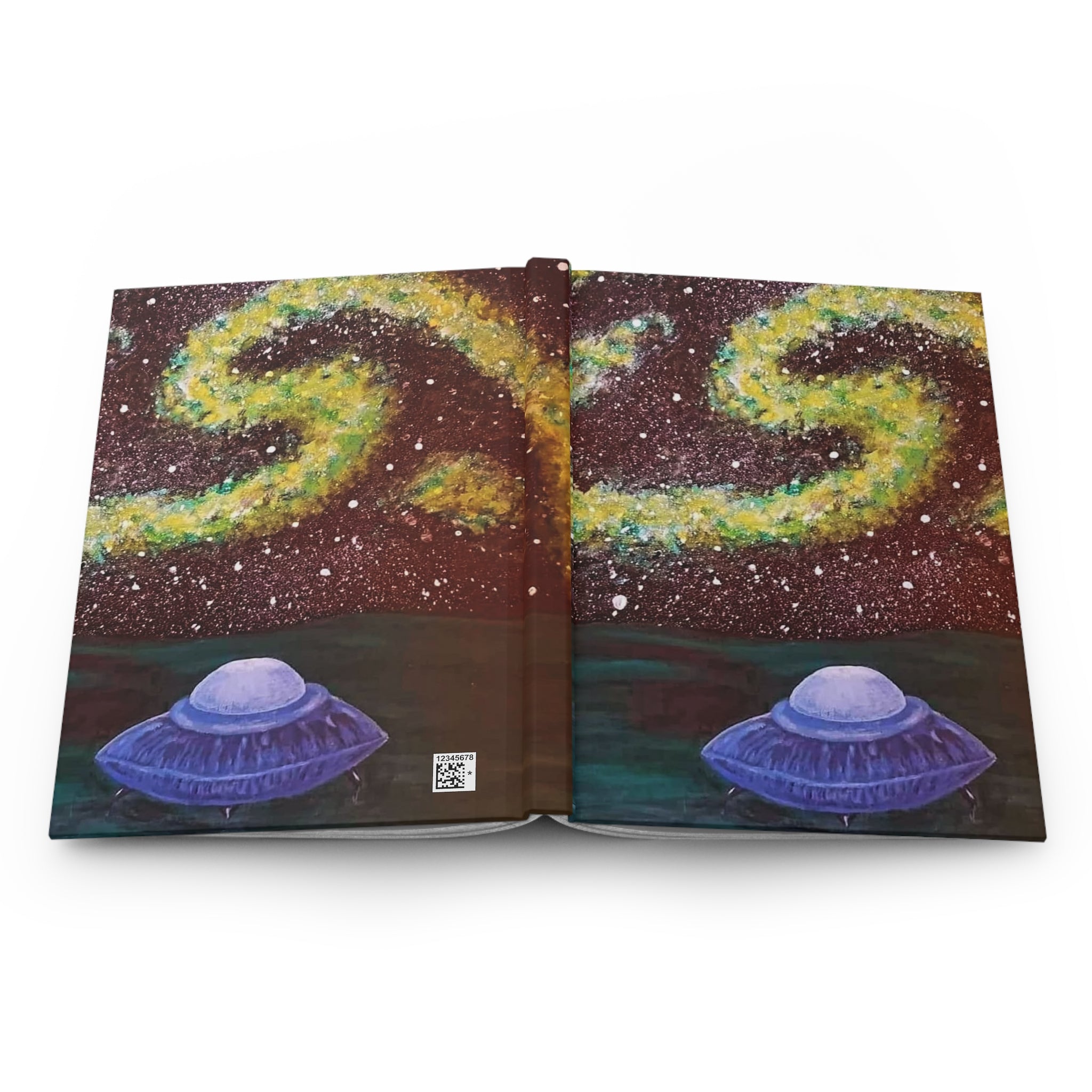 UFO Night Sky Hardcover Journal — Cosmic Alien Spaceship Notebook