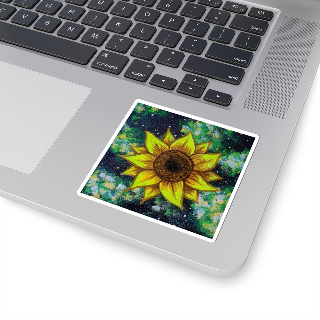 Sunflower Kiss-Cut Sticker — Bright Floral Laptop Decal