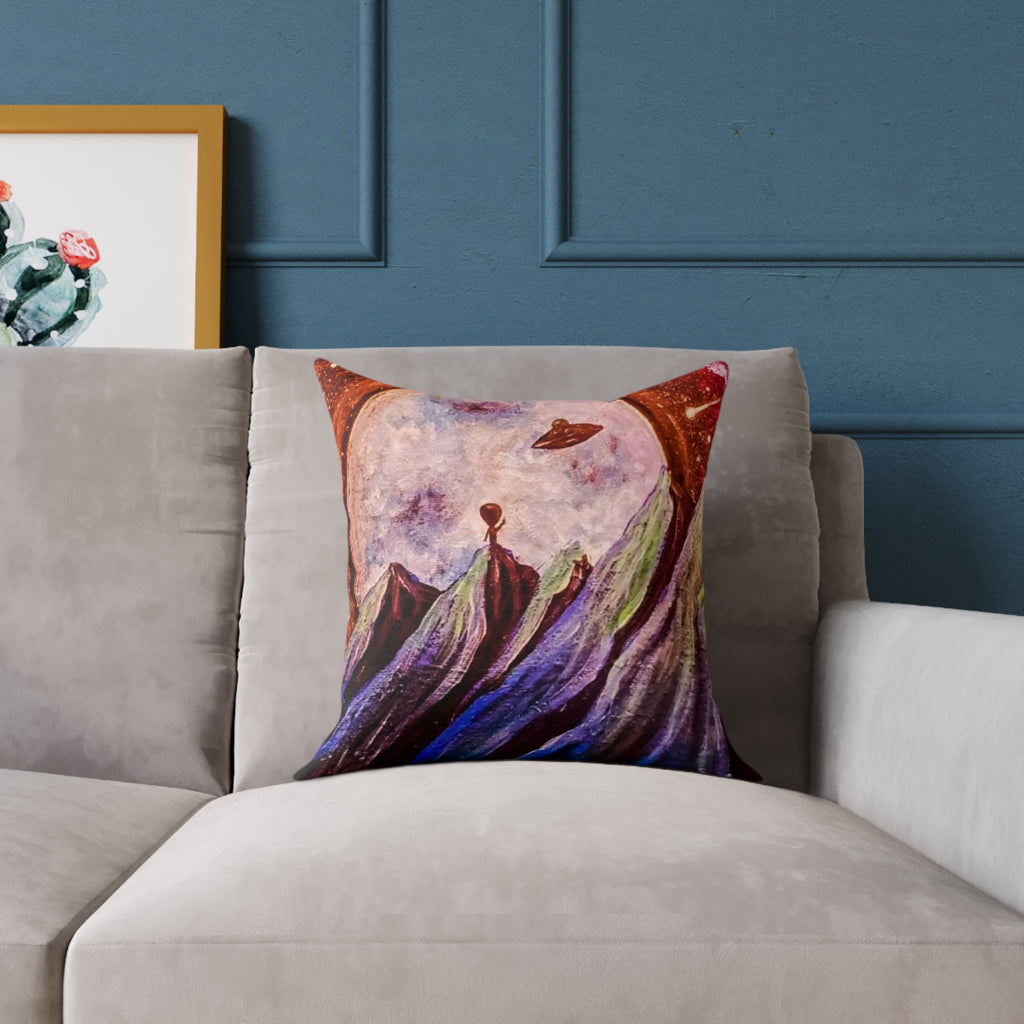 Cosmic Voyager Pillow — Abstract Space Art Square Throw Pillow