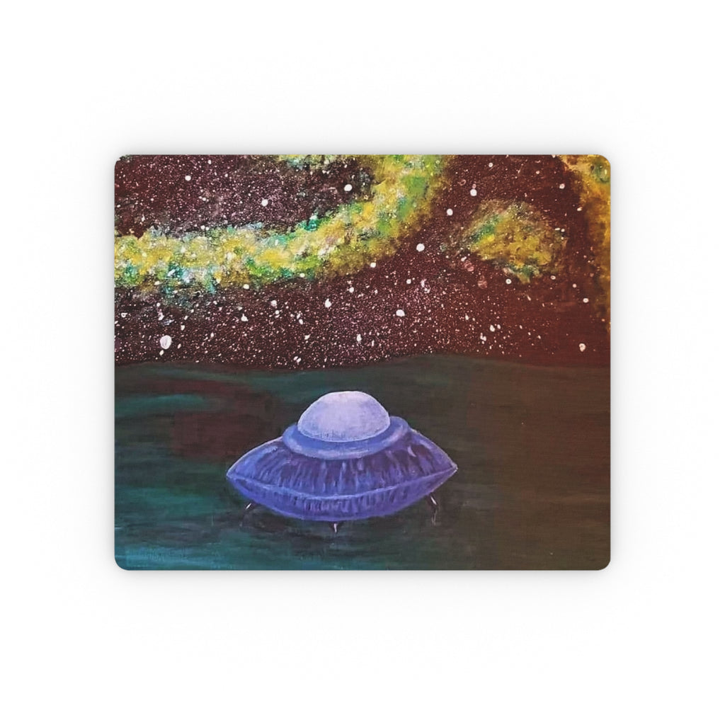 UFO Galaxy Mouse Pad — Retro Alien Space Art Rectangular Desk Mat