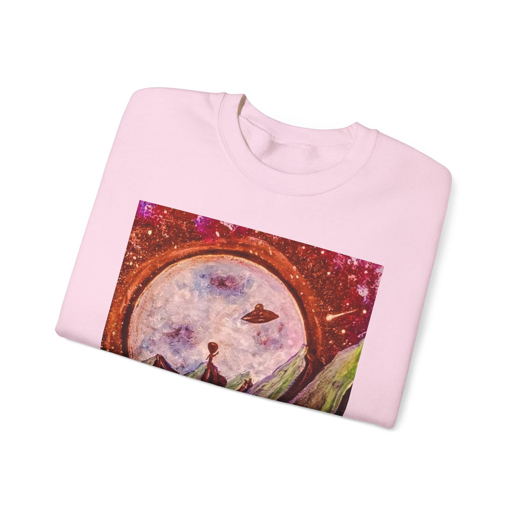 Cosmic Adventure Crewneck Sweatshirt - Unisex Heavy Blend, Galaxy Art, Starry Night Fashion, Space Lover Gift, Cozy Casual Wear