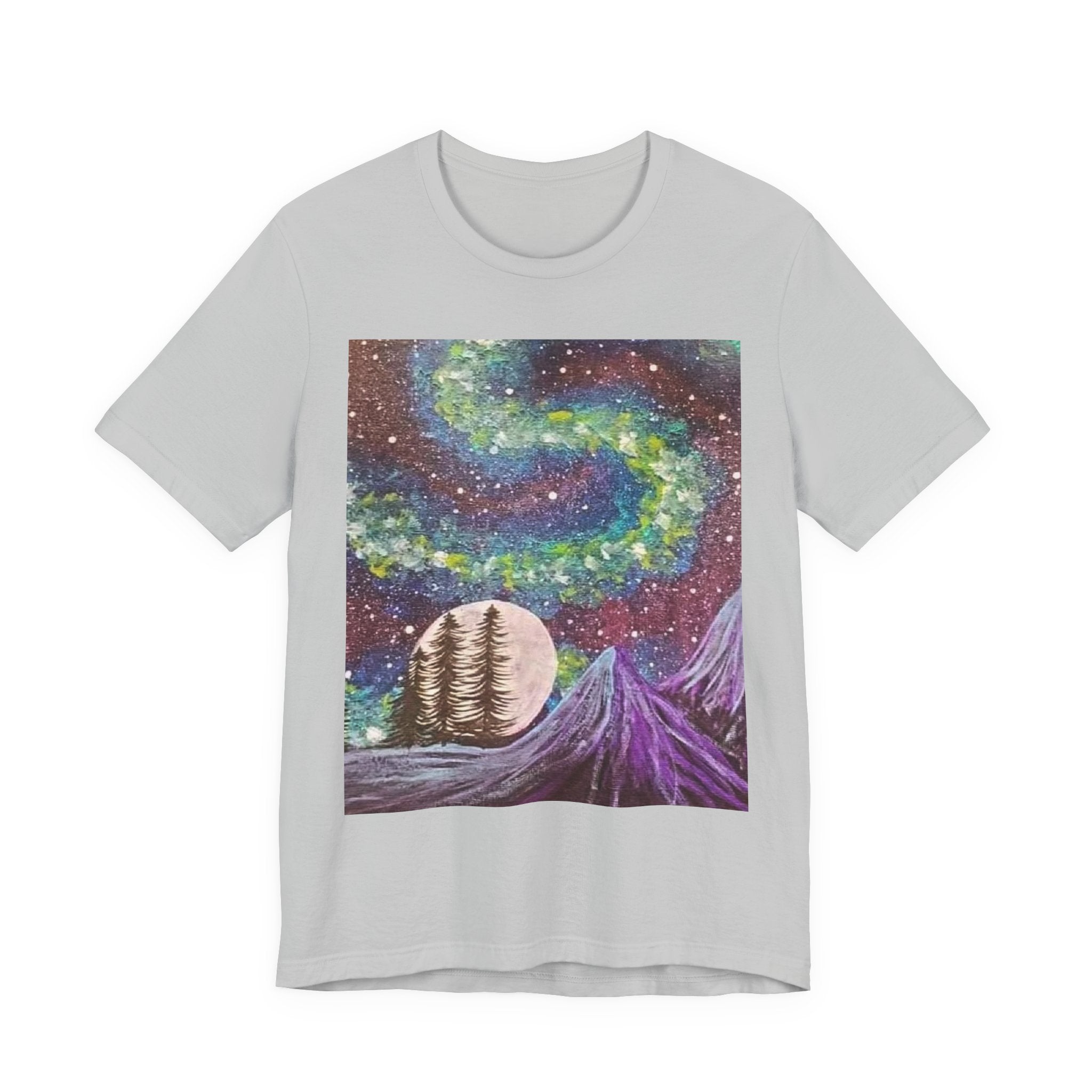 Galactic Landscape Tee, Cosmic Art T-Shirt, Unisex Graphic Shirt, Nature Lover Gift, Starry Night Top