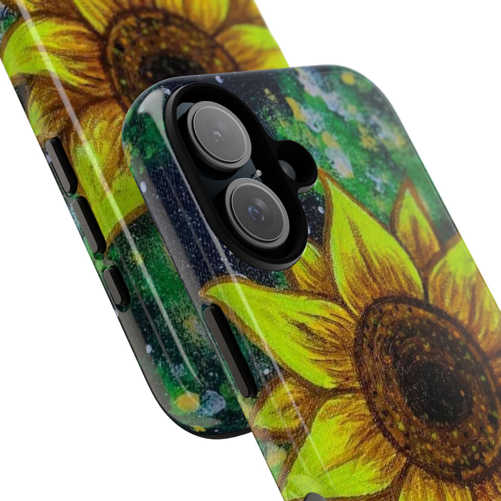 Sunflower Galaxy Phone Case — Bright Floral Protective Tough Case