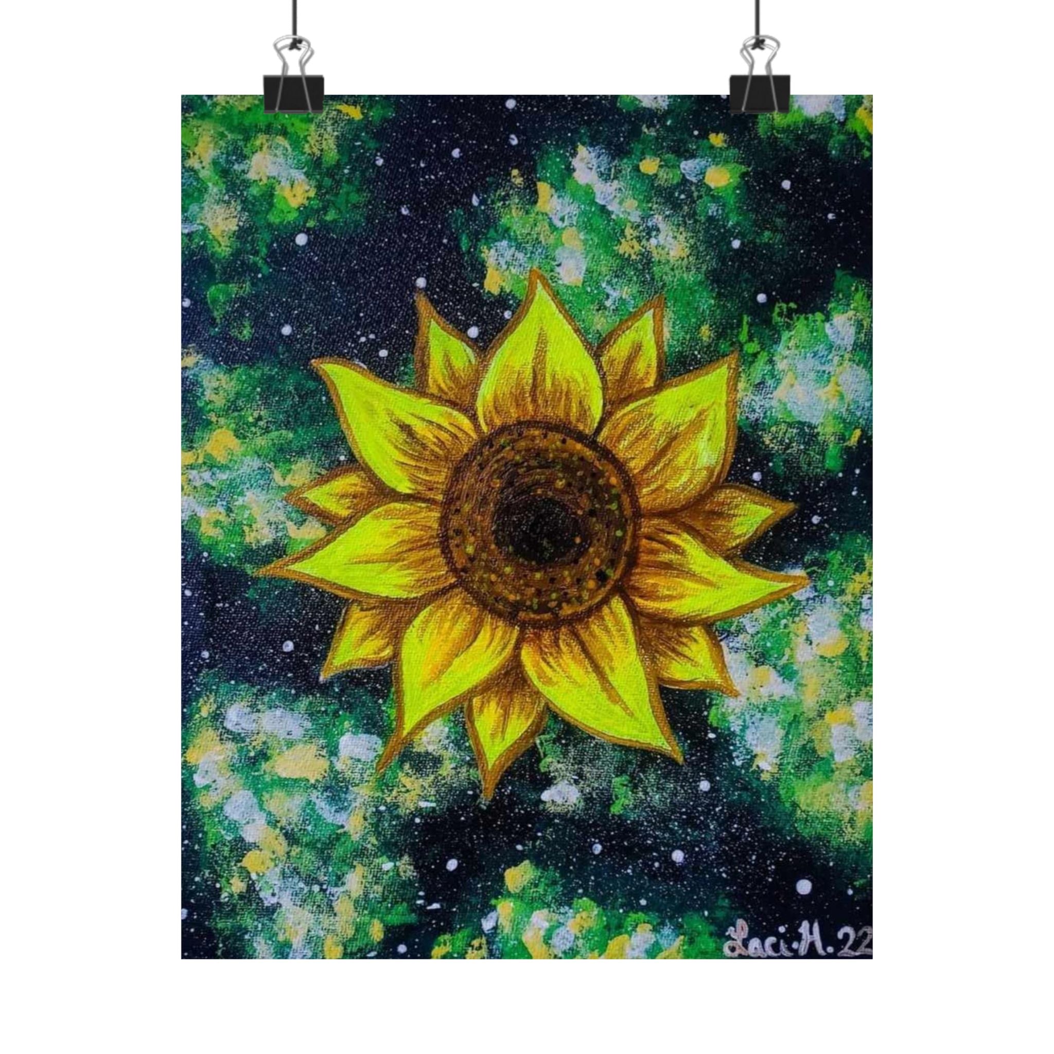 Sunflower Galaxy Poster — Matte Vertical Botanical Wall Art