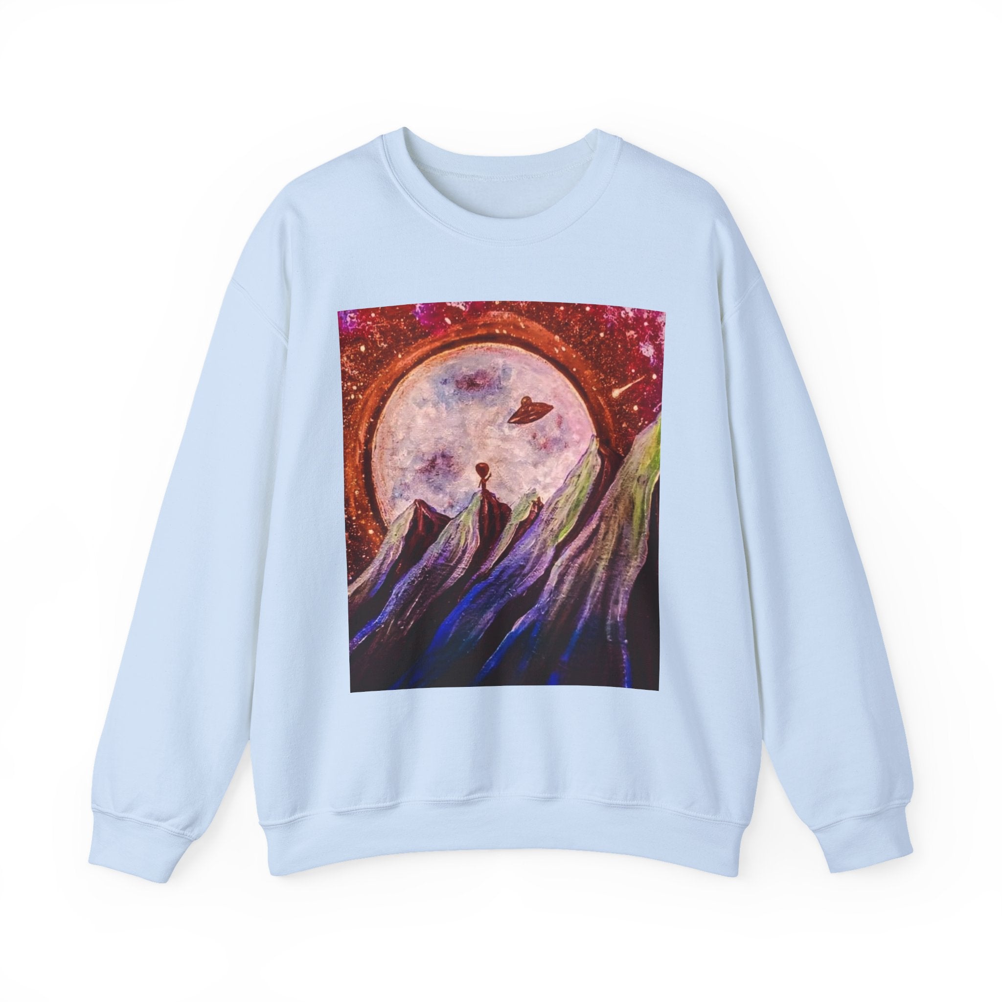Cosmic Adventure Crewneck Sweatshirt - Unisex Heavy Blend, Galaxy Art, Starry Night Fashion, Space Lover Gift, Cozy Casual Wear