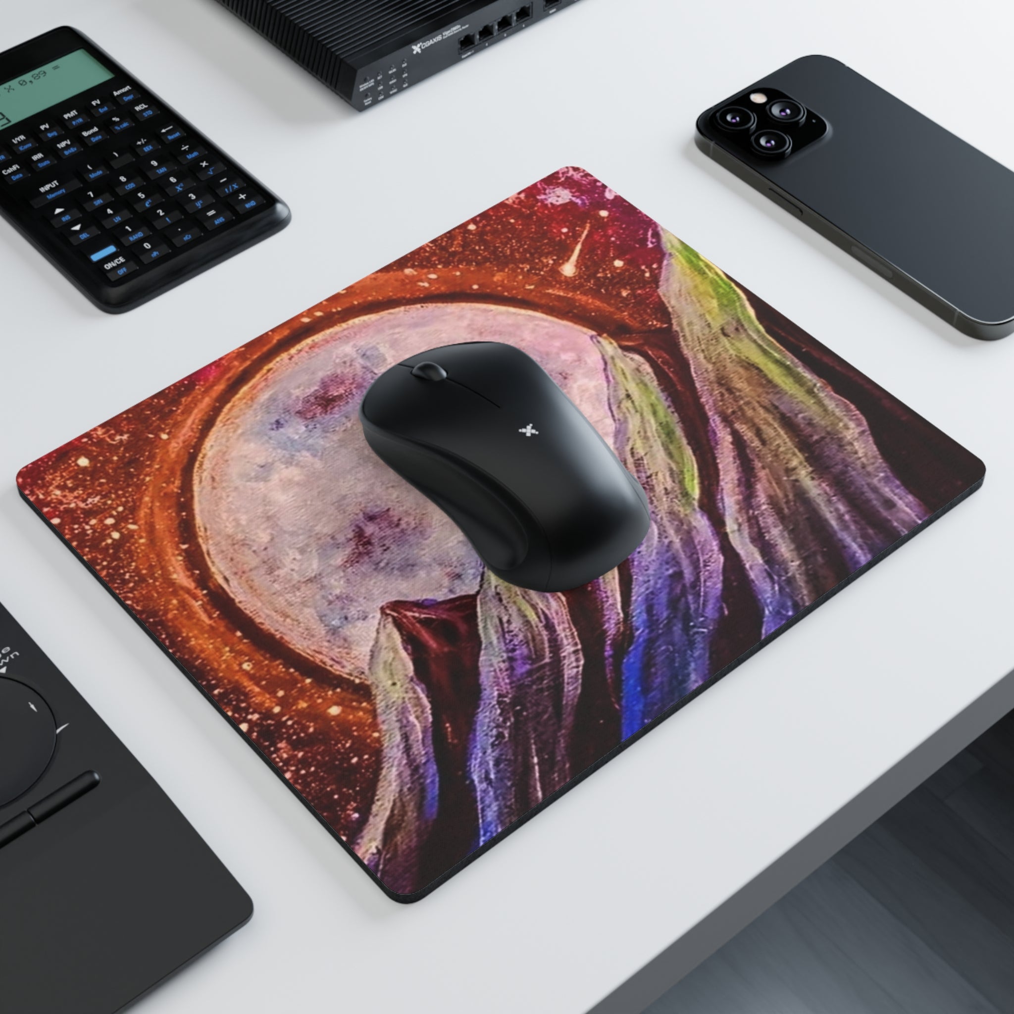 Cosmic Landscape Mouse Pad — Alien Moon Art Rectangular Desk Mat