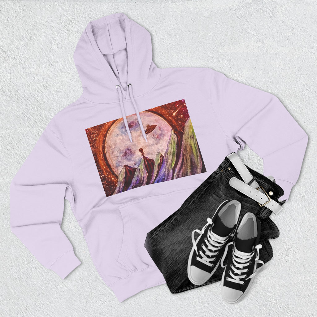 Moonlit Mountain Hoodie — Surreal Nightscape Art Fleece Hoodie