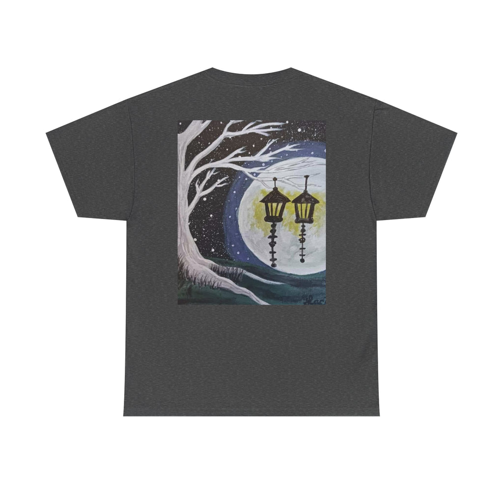 Ethereal Moonlight Tee, Unisex Heavy Cotton Tee, Night Sky Shirt, Nature Lover Apparel, Mystic Tree Top, Gift for Stargazers