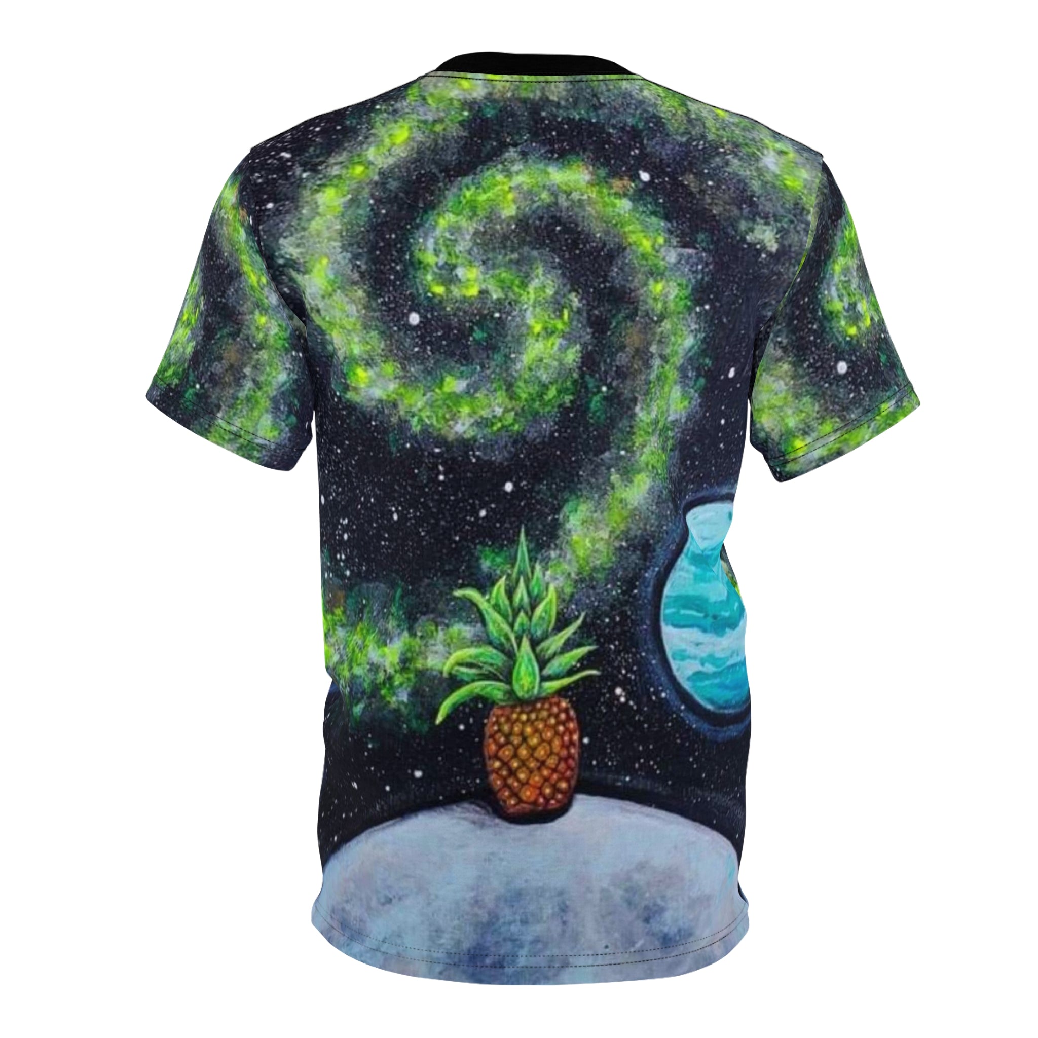 Cosmic Pineapple Unisex Tee, Space Graphic T-Shirt, AOP Tee for Beach Lovers, Galaxy Design Apparel, Unique Astro T-Shirt