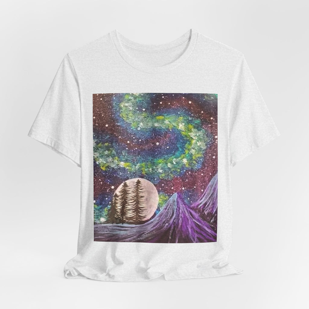 Galactic Landscape Tee, Cosmic Art T-Shirt, Unisex Graphic Shirt, Nature Lover Gift, Starry Night Top