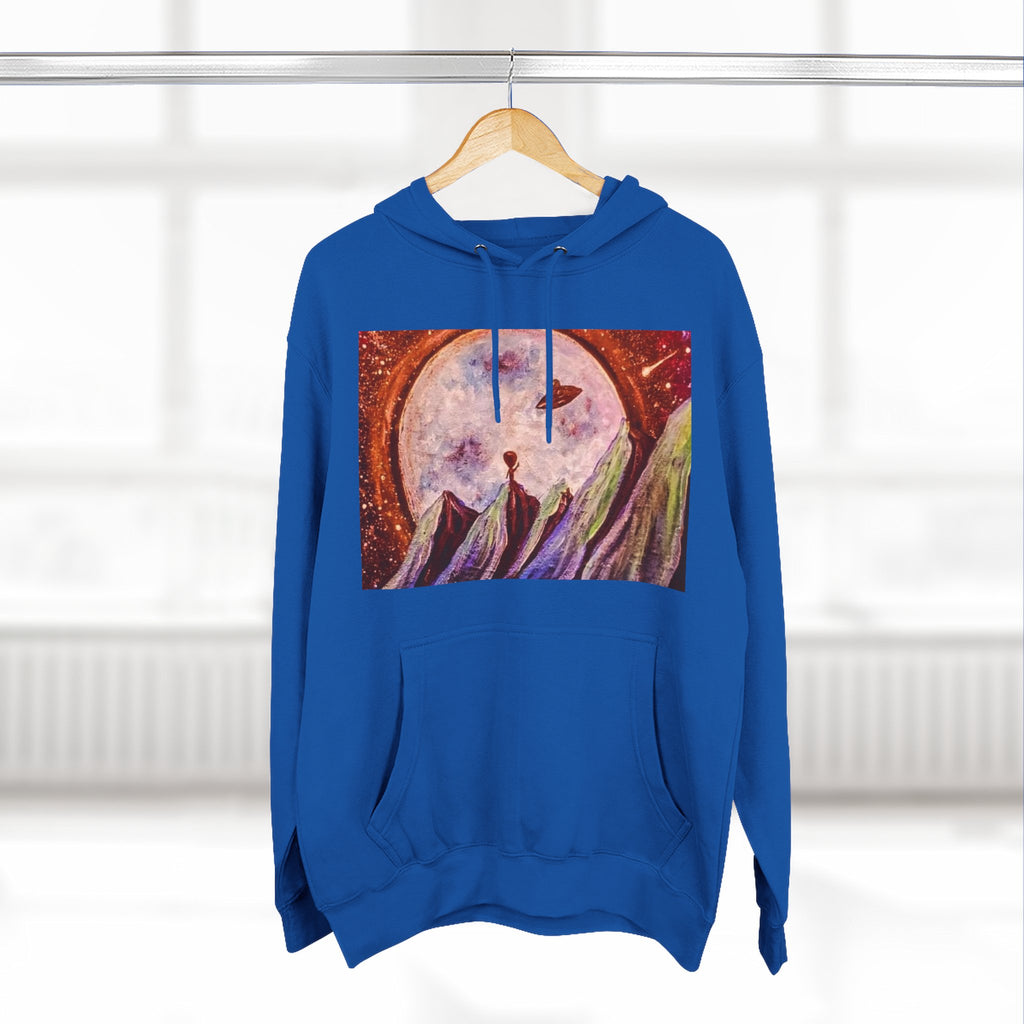 Moonlit Mountain Hoodie — Surreal Nightscape Art Fleece Hoodie