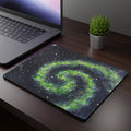 Galaxy Swirl Mouse Pad — Green Nebula Space Desk Mat