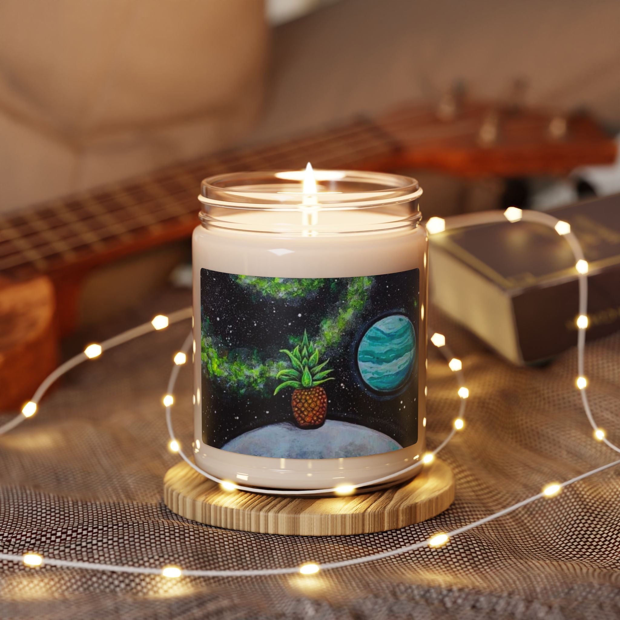 Space Pineapple Soy Candle — 9 oz Scented Jar (Cosmic Tropical Vibes)