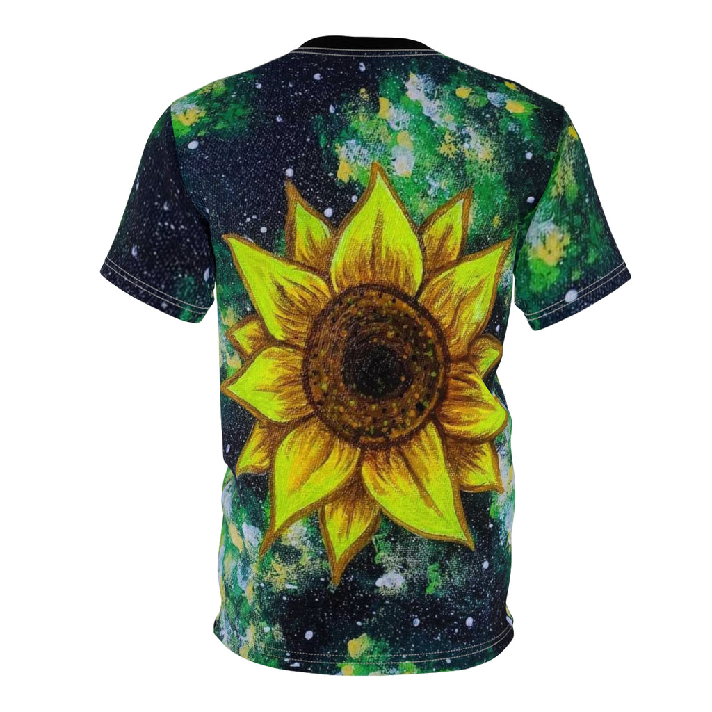 Sunflower Galaxy Unisex Tee, Nature Lover Shirt, Aesthetic Graphic T-shirt, Gift for Friends, Festival Apparel, Summer Style