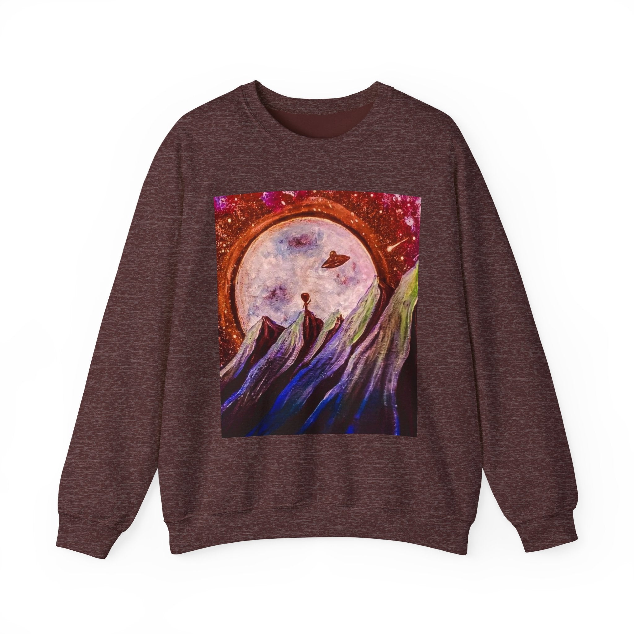 Cosmic Adventure Crewneck Sweatshirt - Unisex Heavy Blend, Galaxy Art, Starry Night Fashion, Space Lover Gift, Cozy Casual Wear