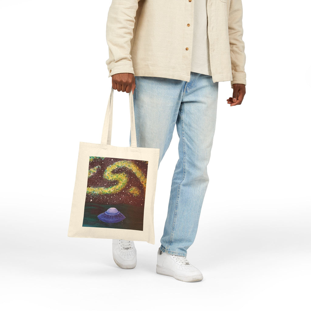 Tote Bag — Cosmic Swirl UFO Canvas Tote (Galaxy, Night Sky Art)