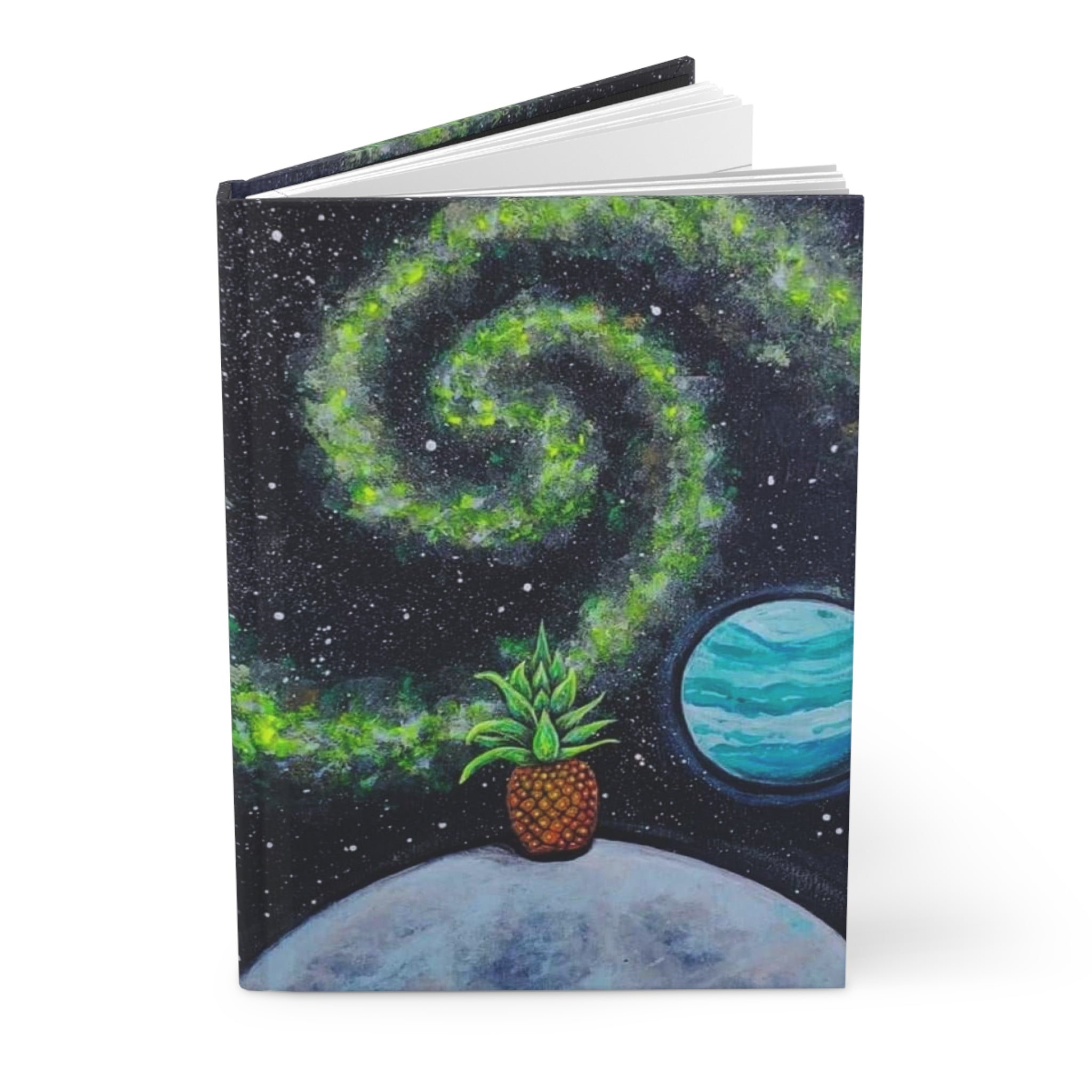 Pineapple in Space Hardcover Journal — Cosmic Pineapple Notebook for Writers & Artists