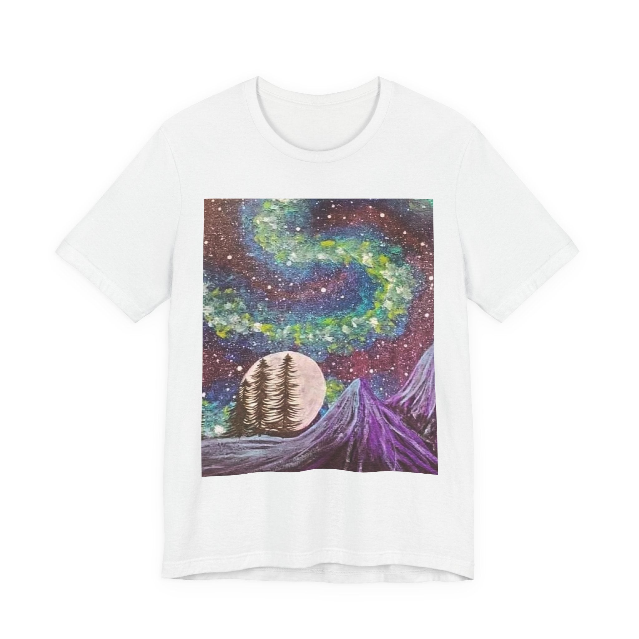 Galactic Landscape Tee, Cosmic Art T-Shirt, Unisex Graphic Shirt, Nature Lover Gift, Starry Night Top
