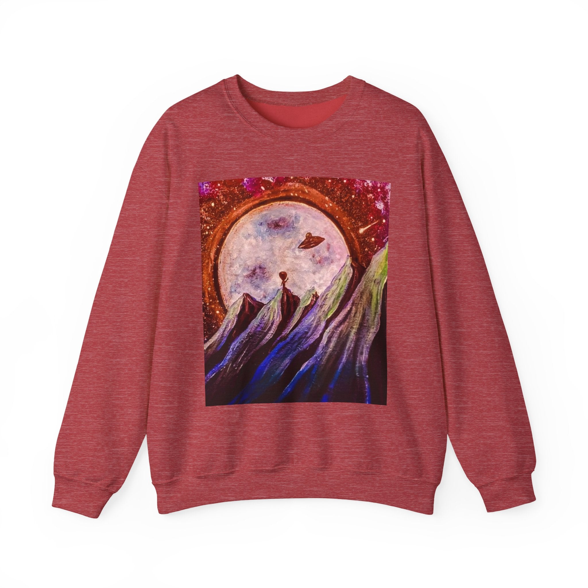 Cosmic Adventure Crewneck Sweatshirt - Unisex Heavy Blend, Galaxy Art, Starry Night Fashion, Space Lover Gift, Cozy Casual Wear