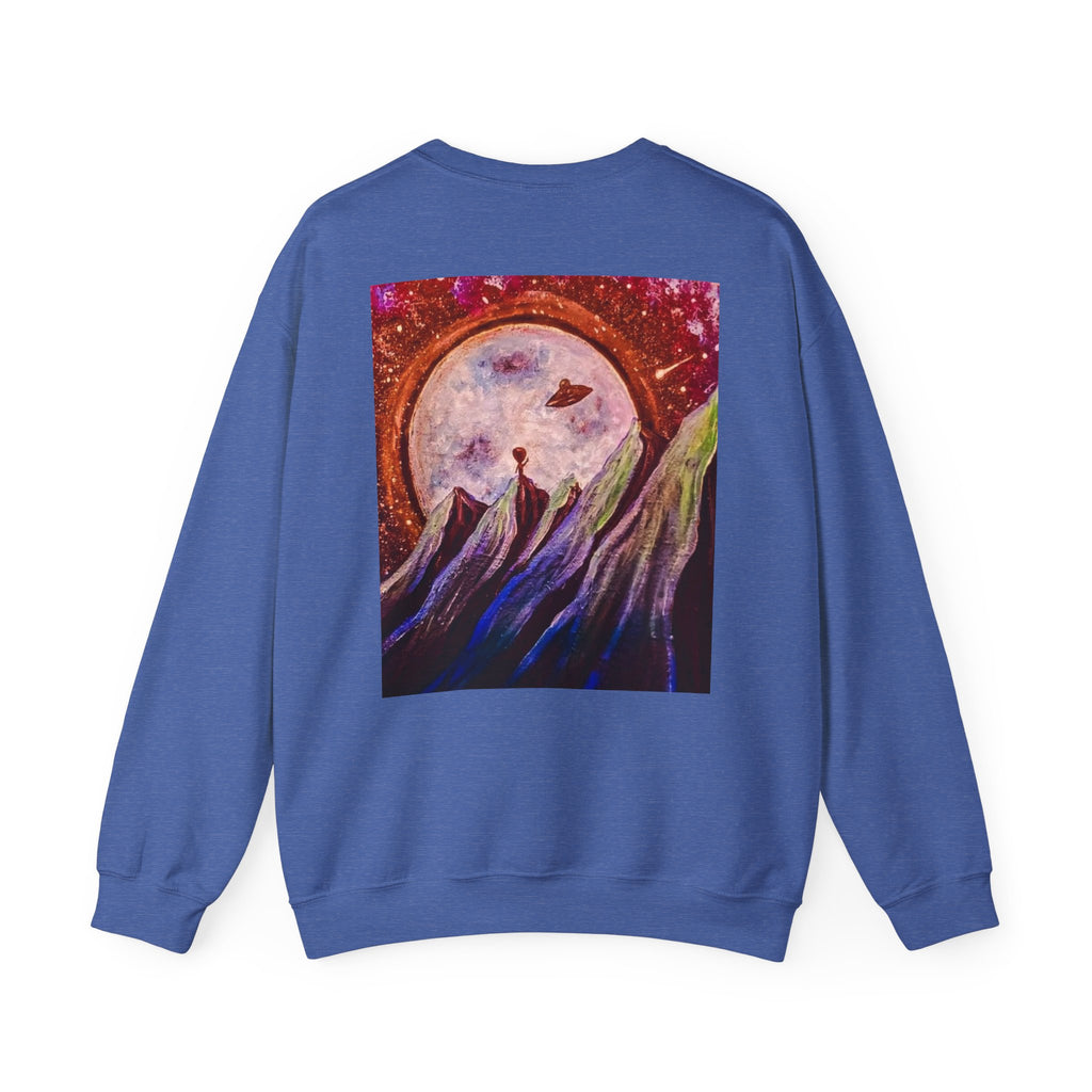 Cosmic Adventure Crewneck Sweatshirt - Unisex Heavy Blend, Galaxy Art, Starry Night Fashion, Space Lover Gift, Cozy Casual Wear
