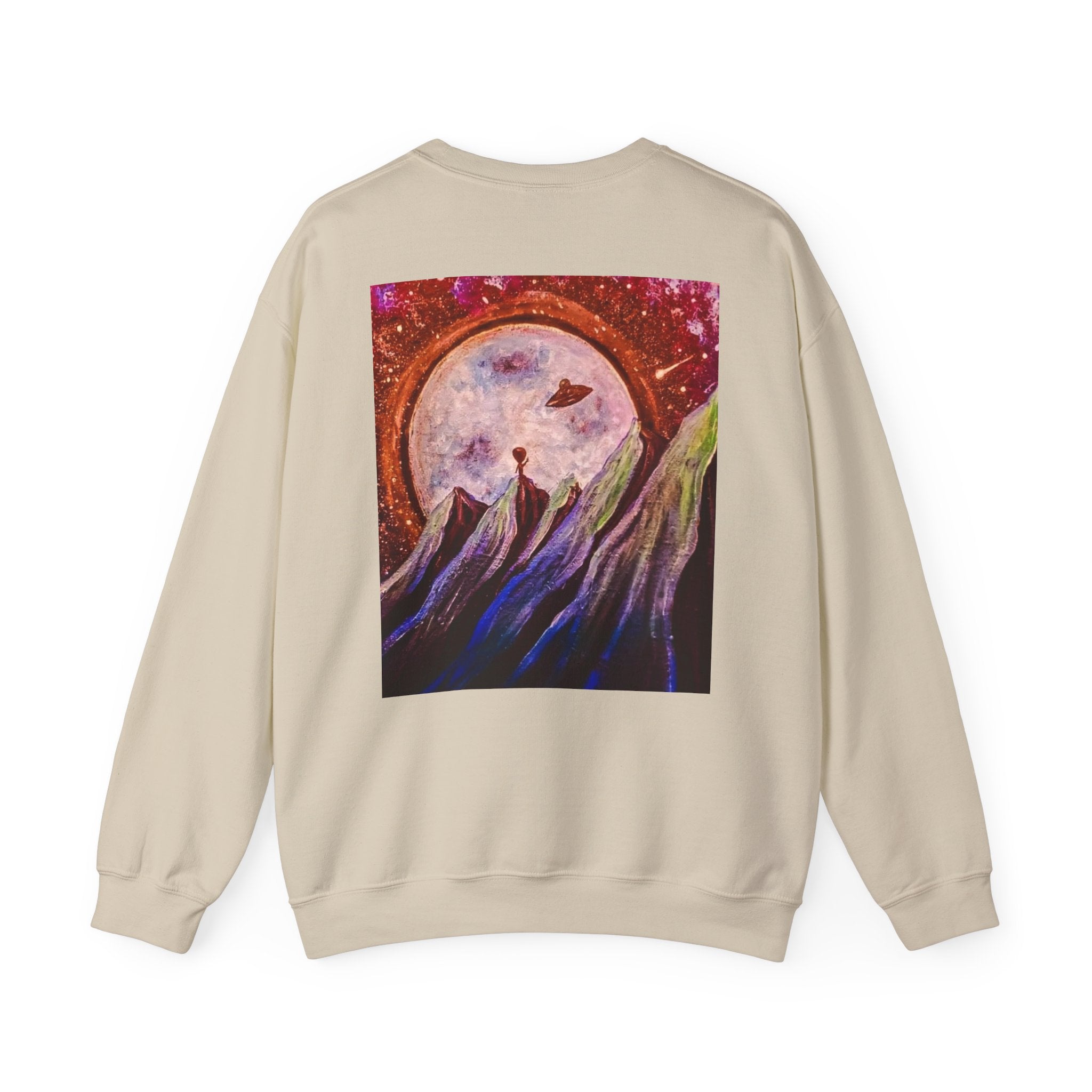 Cosmic Adventure Crewneck Sweatshirt - Unisex Heavy Blend, Galaxy Art, Starry Night Fashion, Space Lover Gift, Cozy Casual Wear