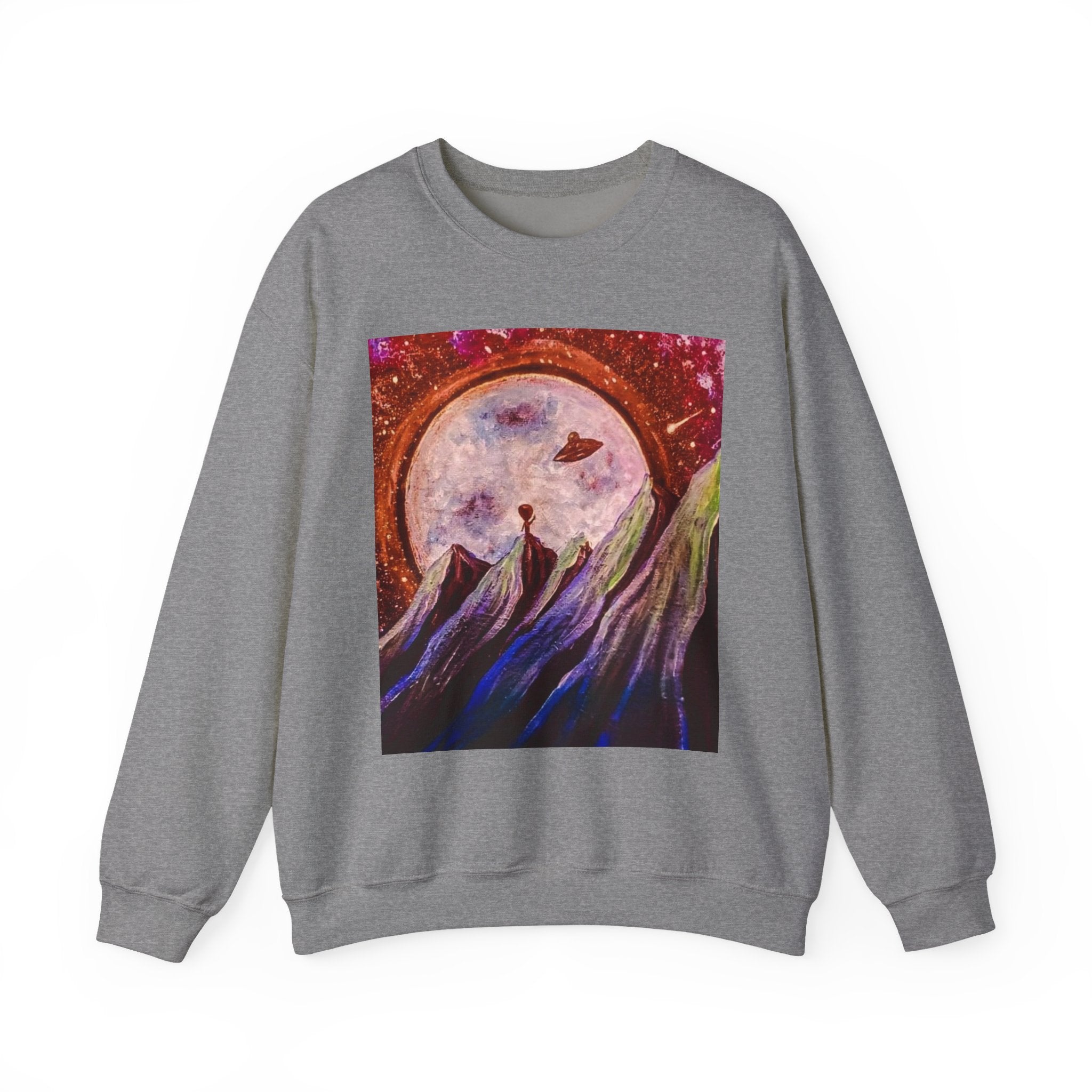 Cosmic Adventure Crewneck Sweatshirt - Unisex Heavy Blend, Galaxy Art, Starry Night Fashion, Space Lover Gift, Cozy Casual Wear