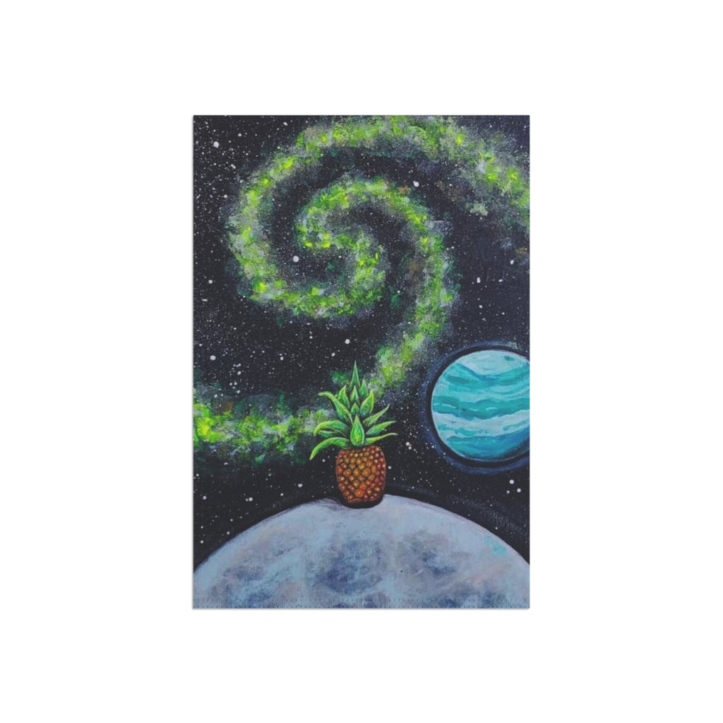 Celestial Pineapple Garden Flag, Unique Outdoor Decor for Home, Planet-Themed Banner, Garden Party Decor, Summer Holiday Decoration