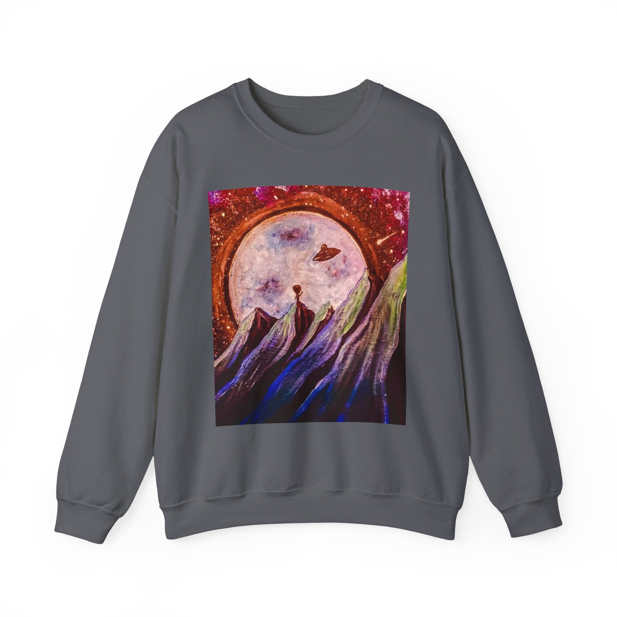 Cosmic Adventure Crewneck Sweatshirt - Unisex Heavy Blend, Galaxy Art, Starry Night Fashion, Space Lover Gift, Cozy Casual Wear