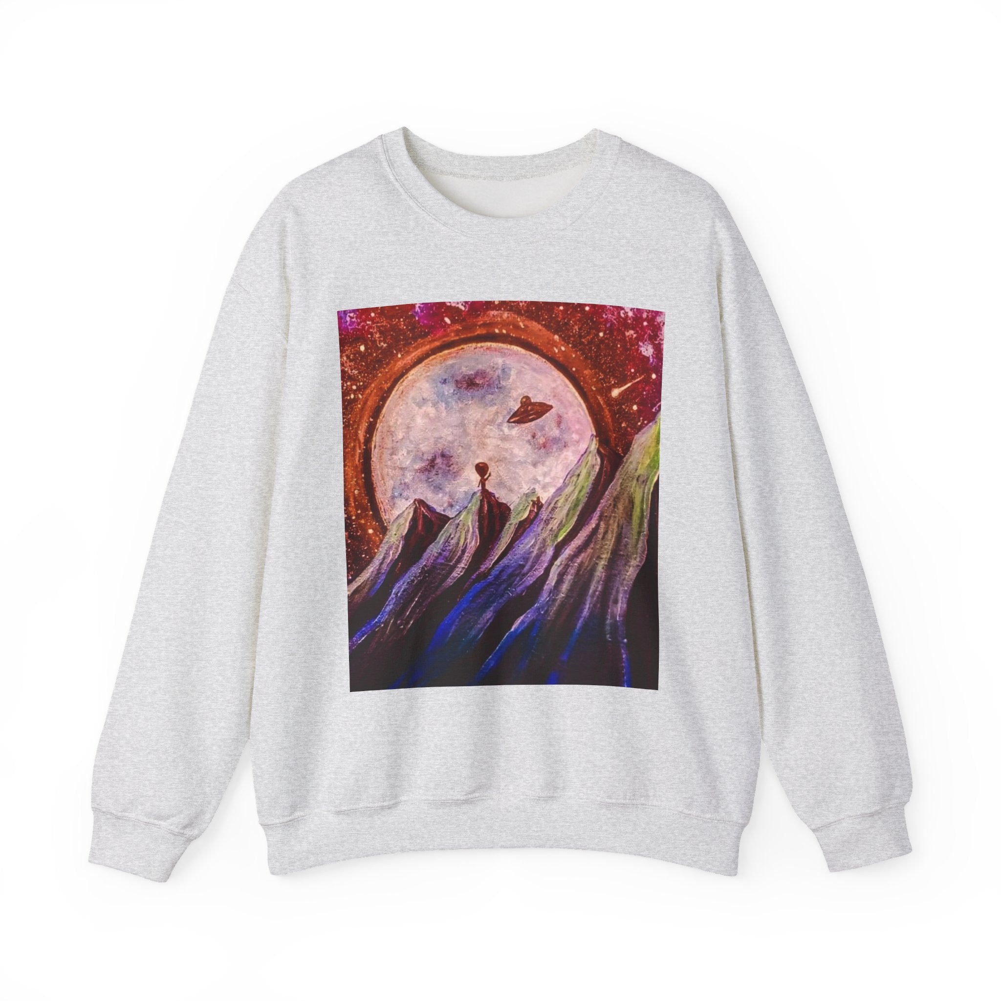 Cosmic Adventure Crewneck Sweatshirt - Unisex Heavy Blend, Galaxy Art, Starry Night Fashion, Space Lover Gift, Cozy Casual Wear