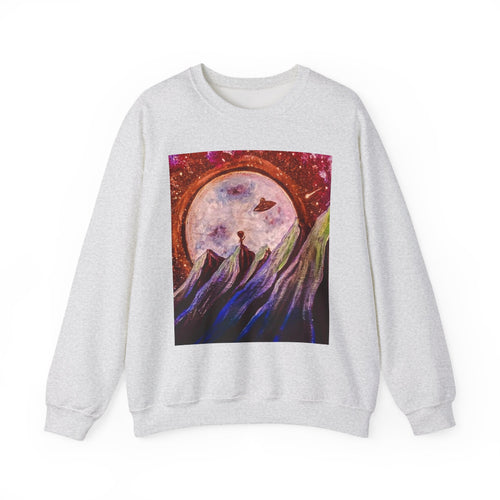 Cosmic Adventure Crewneck Sweatshirt - Unisex Heavy Blend, Galaxy Art, Starry Night Fashion, Space Lover Gift, Cozy Casual Wear