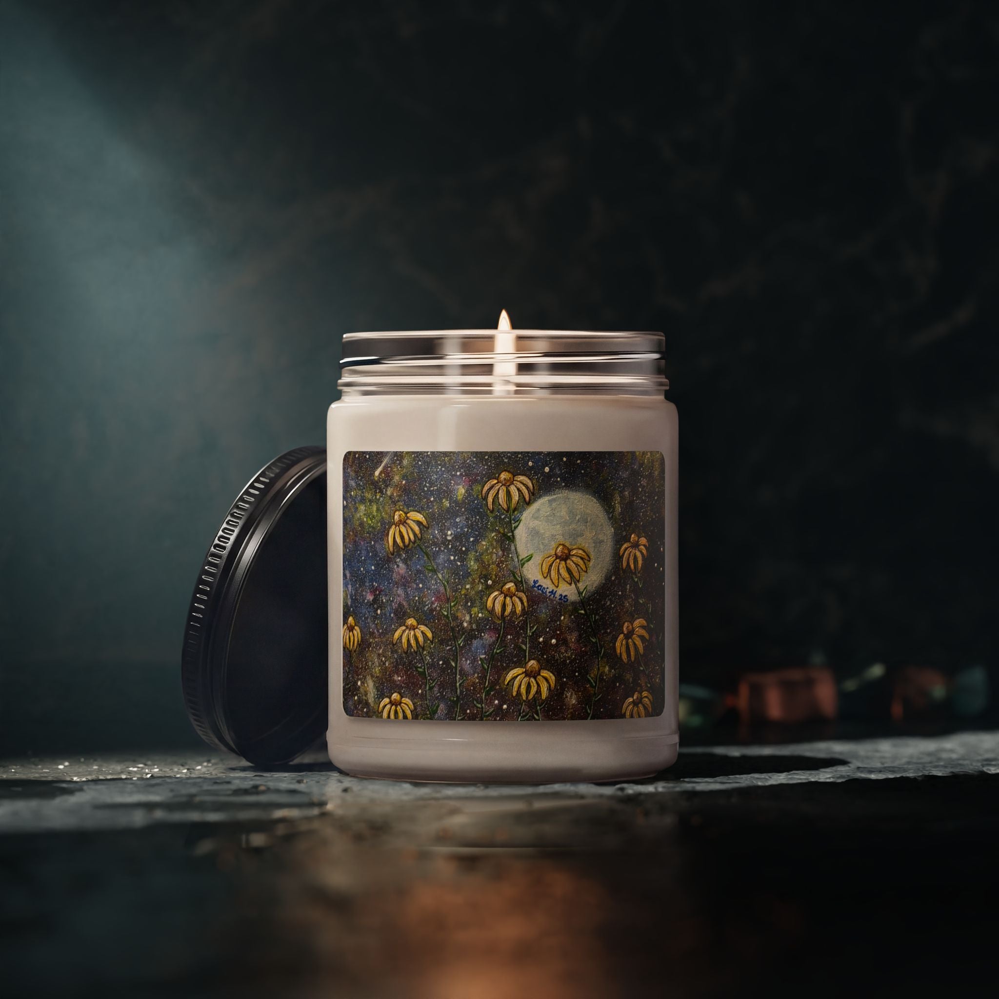 Soy Candle — Moonlit Coneflowers Scented Jar (9oz)