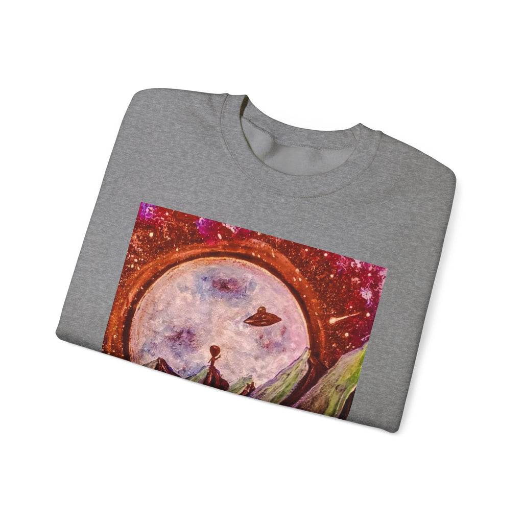 Cosmic Adventure Crewneck Sweatshirt - Unisex Heavy Blend, Galaxy Art, Starry Night Fashion, Space Lover Gift, Cozy Casual Wear