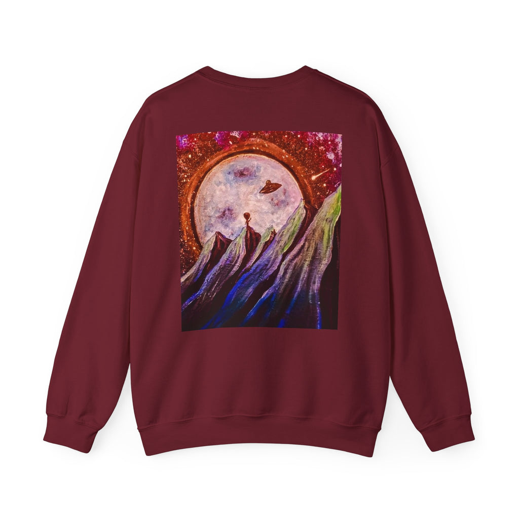 Cosmic Adventure Crewneck Sweatshirt - Unisex Heavy Blend, Galaxy Art, Starry Night Fashion, Space Lover Gift, Cozy Casual Wear
