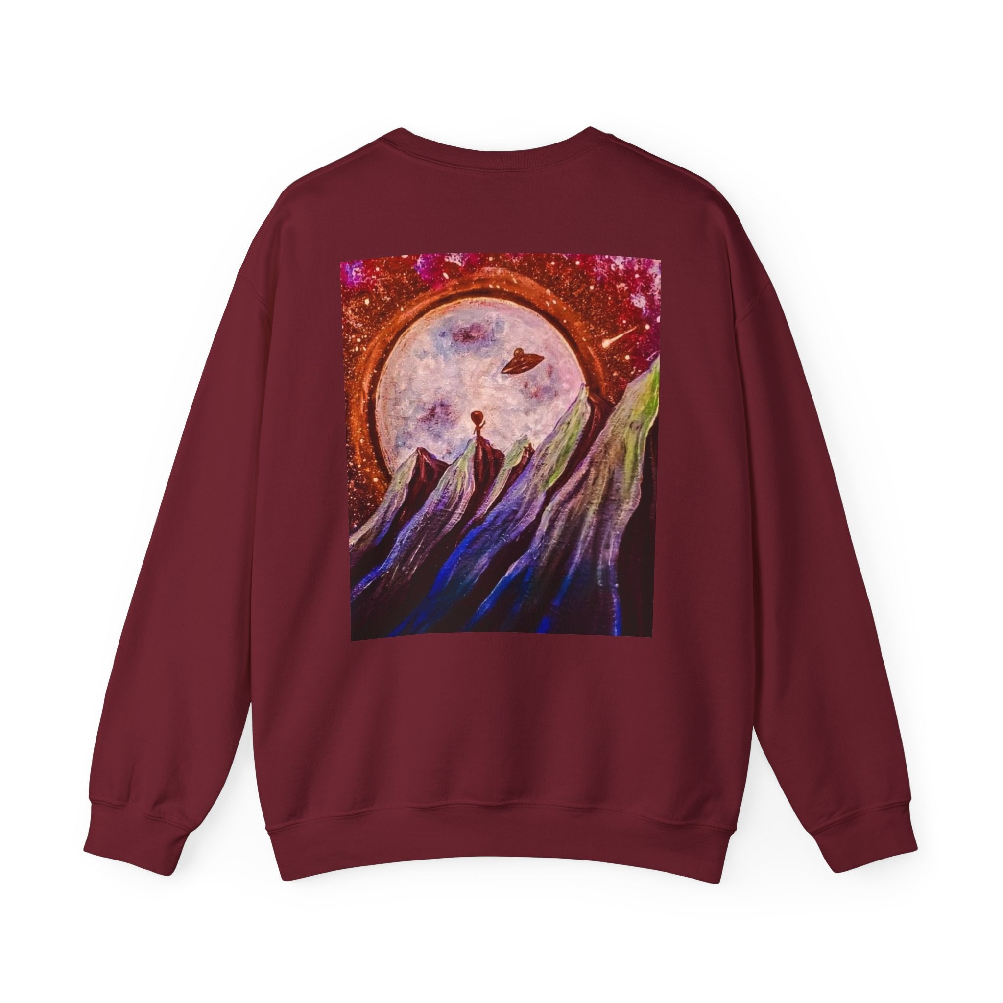 Cosmic Adventure Crewneck Sweatshirt - Unisex Heavy Blend, Galaxy Art, Starry Night Fashion, Space Lover Gift, Cozy Casual Wear