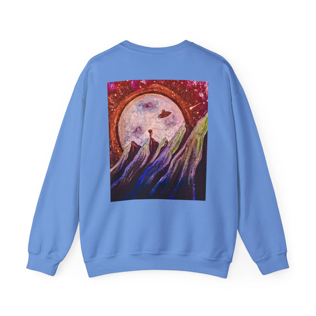 Cosmic Adventure Crewneck Sweatshirt - Unisex Heavy Blend, Galaxy Art, Starry Night Fashion, Space Lover Gift, Cozy Casual Wear