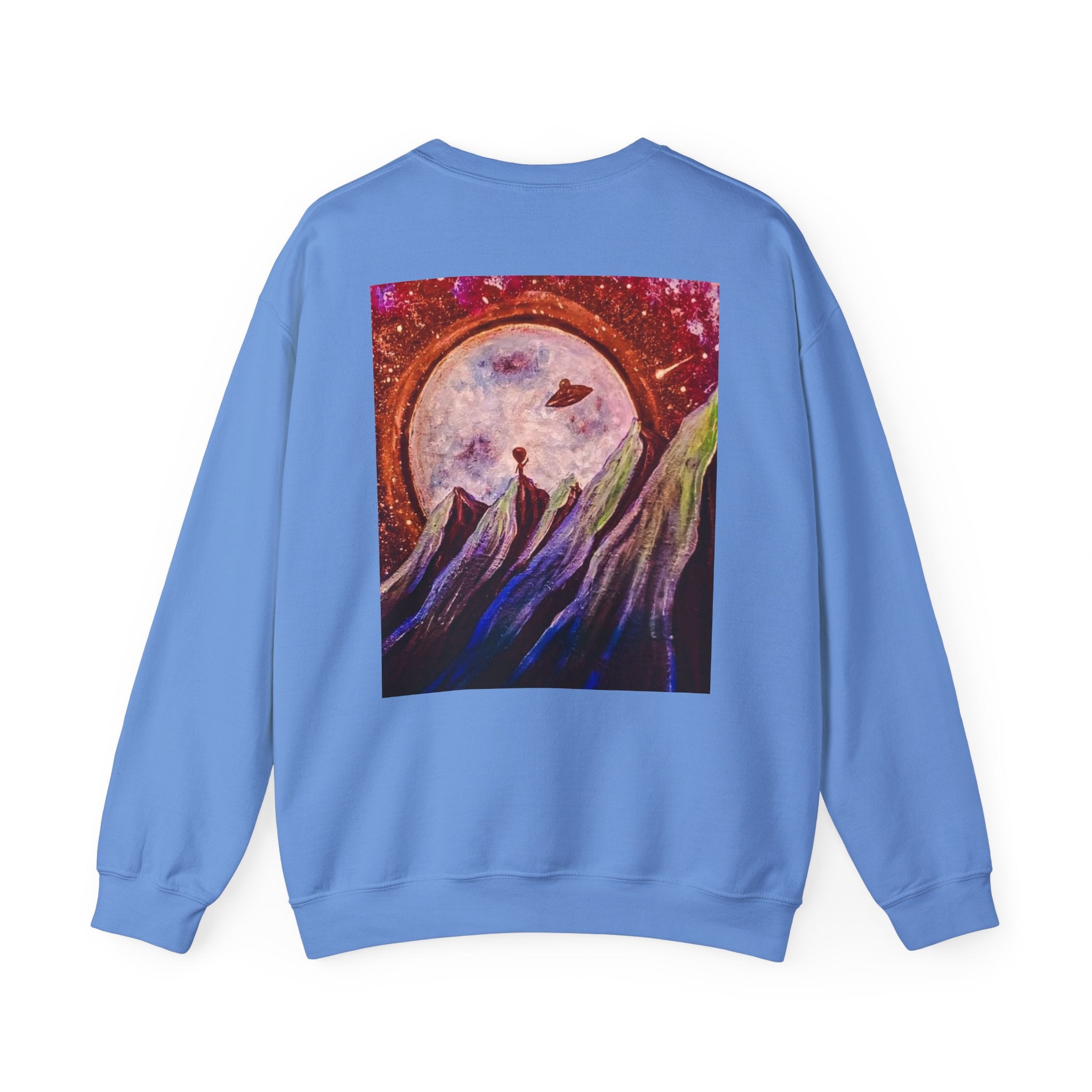 Cosmic Adventure Crewneck Sweatshirt - Unisex Heavy Blend, Galaxy Art, Starry Night Fashion, Space Lover Gift, Cozy Casual Wear