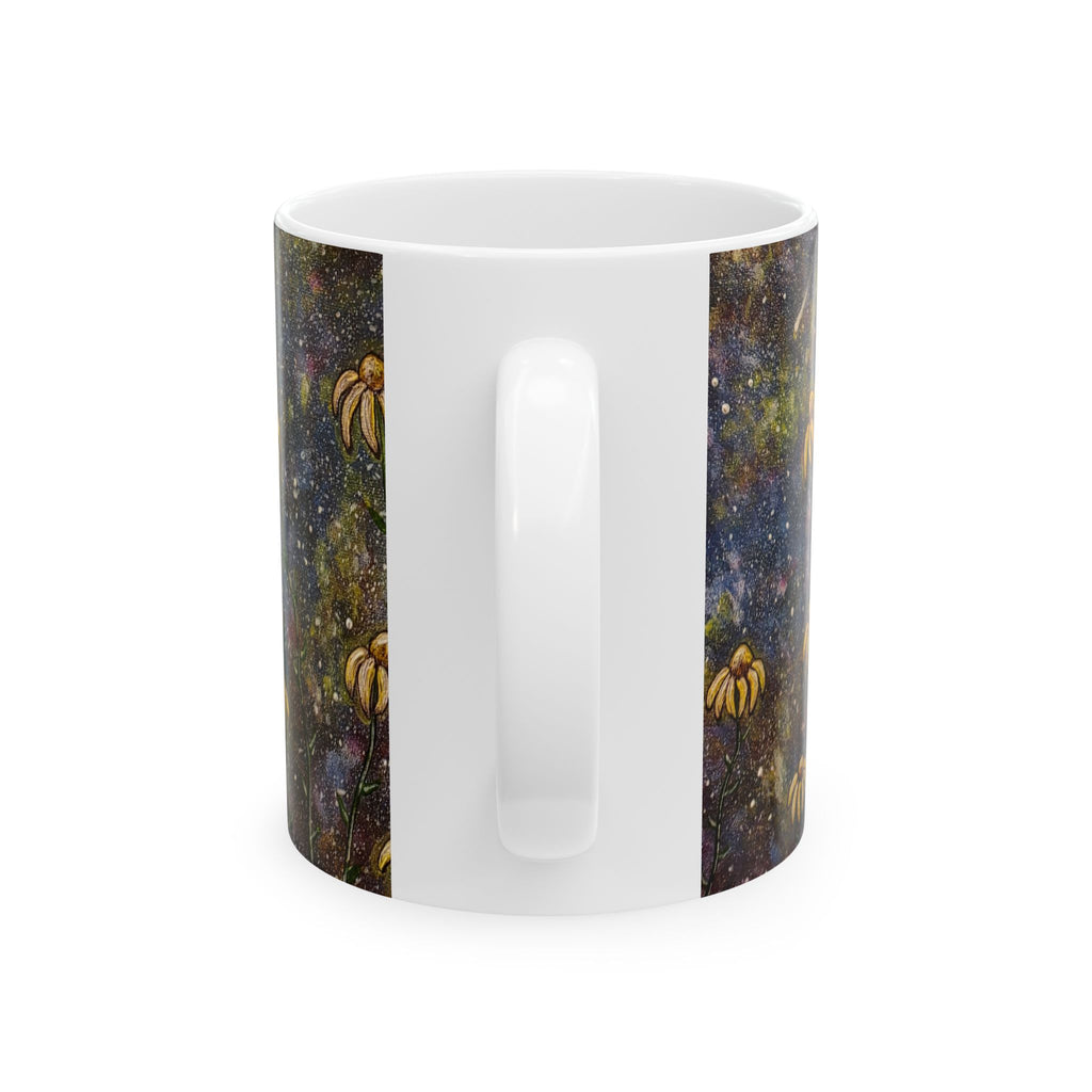 Moonlit Wildflower Mug — Floral Night Sky Ceramic Coffee Cup (11oz, 15oz)