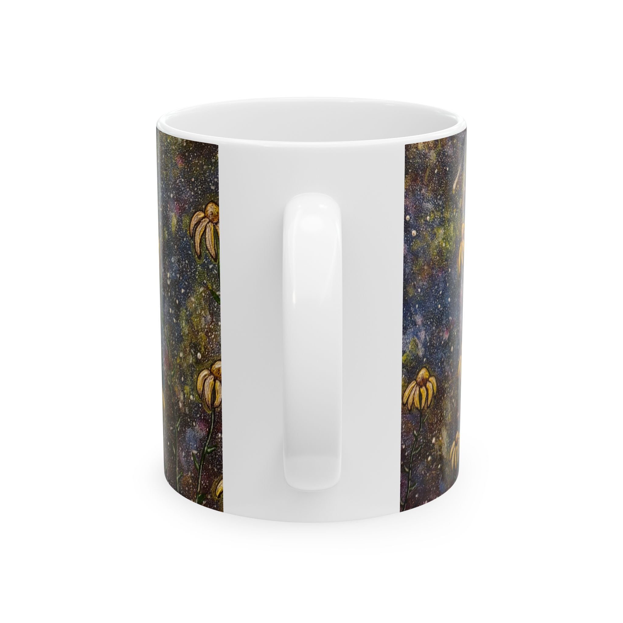 Moonlit Wildflower Mug — Floral Night Sky Ceramic Coffee Cup (11oz, 15oz)