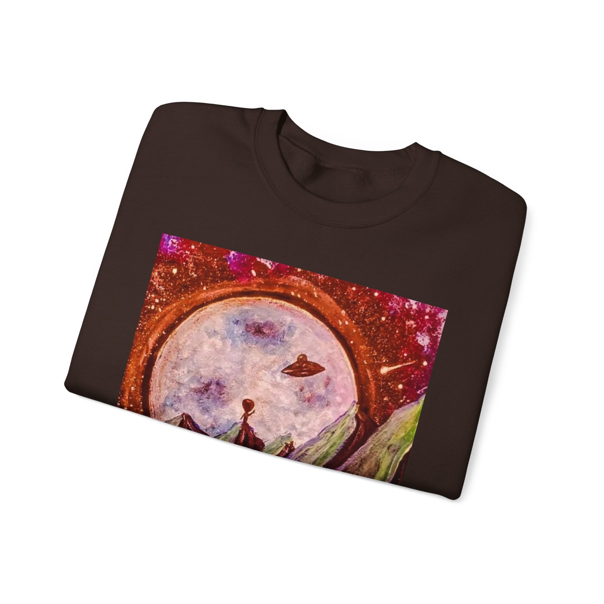 Cosmic Adventure Crewneck Sweatshirt - Unisex Heavy Blend, Galaxy Art, Starry Night Fashion, Space Lover Gift, Cozy Casual Wear