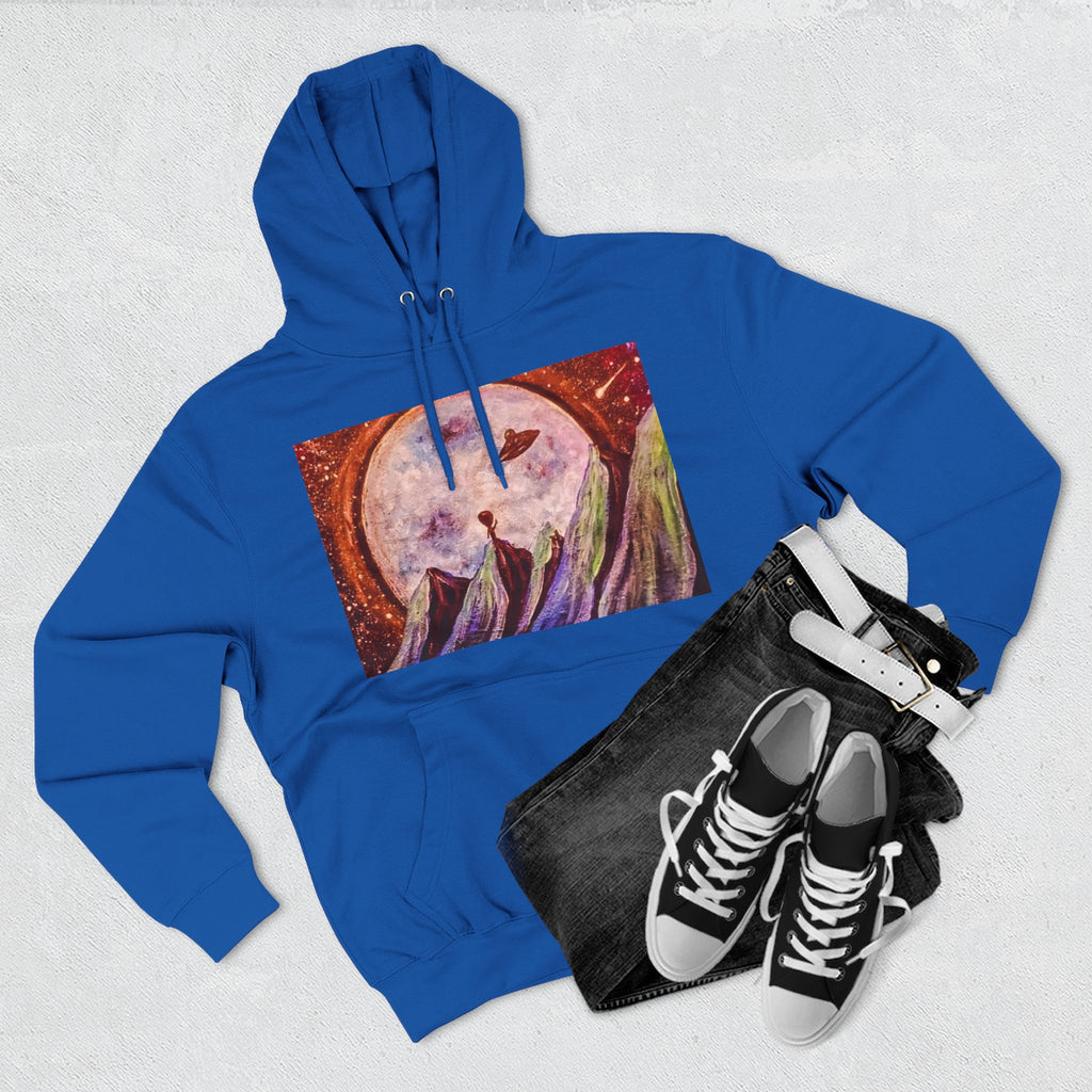 Moonlit Mountain Hoodie — Surreal Nightscape Art Fleece Hoodie