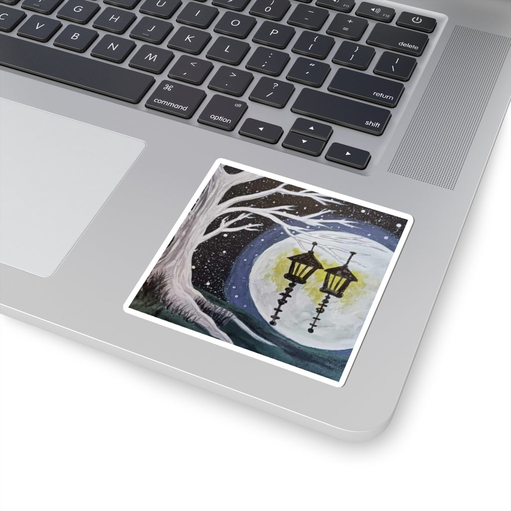 Moonlit Lantern Sticker — Nightscape Kiss-Cut Sticker for Laptops, Journals & Gifts