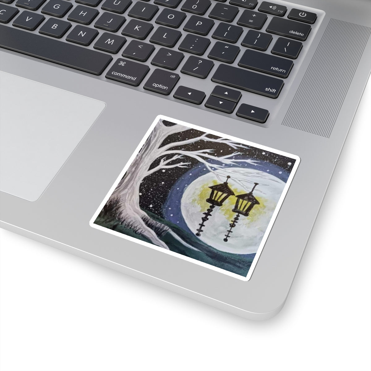 Moonlit Lantern Sticker — Nightscape Kiss-Cut Sticker for Laptops, Journals & Gifts