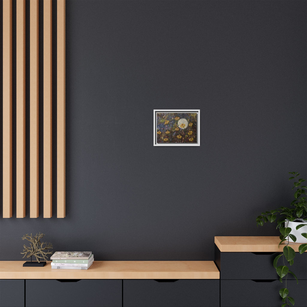 Framed Matte Canvas Print — Moonlit Black-Eyed Susans Art