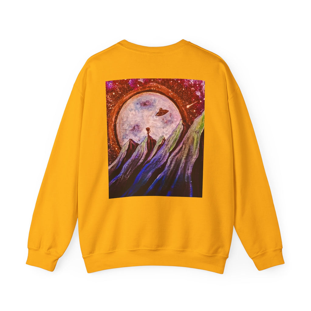 Cosmic Adventure Crewneck Sweatshirt - Unisex Heavy Blend, Galaxy Art, Starry Night Fashion, Space Lover Gift, Cozy Casual Wear