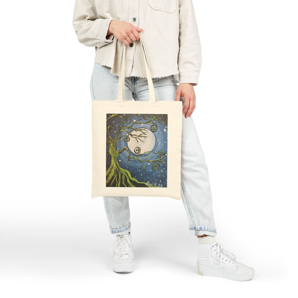 Tote Bag — Whimsical Moonlit Tree Art Canvas Tote