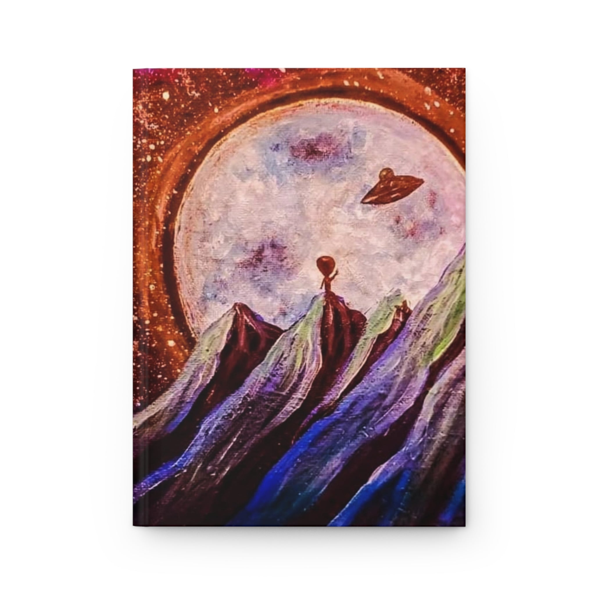 Cosmic Mountain Journal — Space Alien Moon Hardcover Notebook