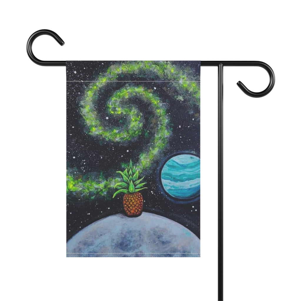 Celestial Pineapple Garden Flag, Unique Outdoor Decor for Home, Planet-Themed Banner, Garden Party Decor, Summer Holiday Decoration