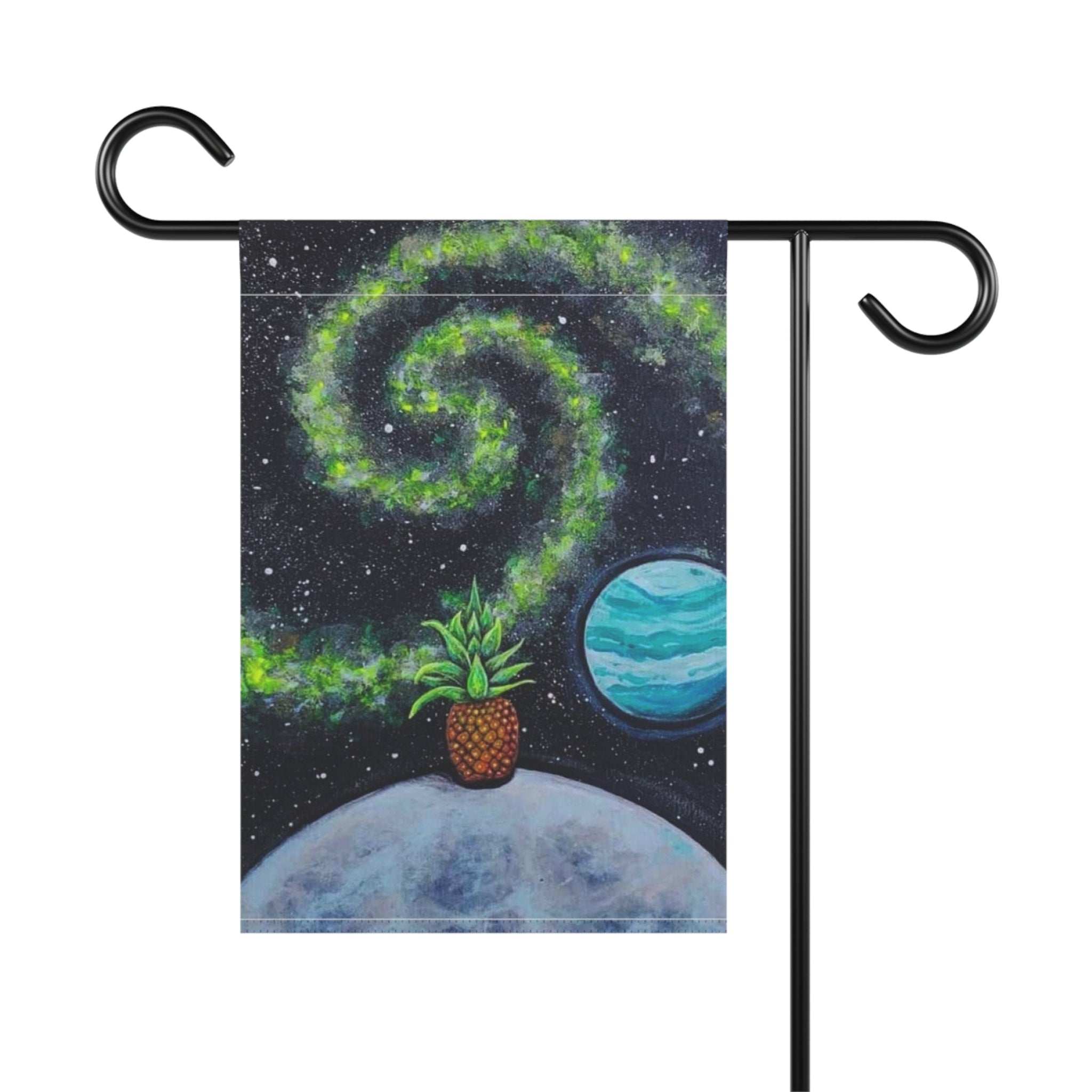 Celestial Pineapple Garden Flag, Unique Outdoor Decor for Home, Planet-Themed Banner, Garden Party Decor, Summer Holiday Decoration